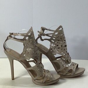 Mix No6 Tan Strappy Stilettos with Adjustable Buckles